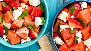 Watermelon Strawberry Caprese Salad